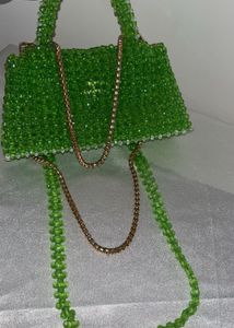 Sparkling Green Beaded Handbag