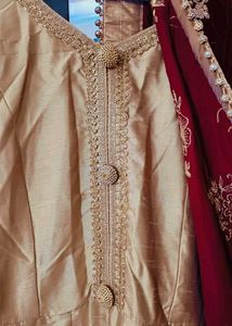 Anarkali gawn with velvet shawl