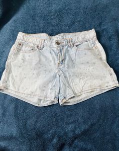y2k star print denim shorts