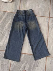 Wide Leg Blue Wash Denim Jeans