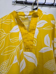Yellow Floral Print Kurta