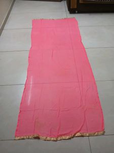 Pink Dupatta with Gold Border