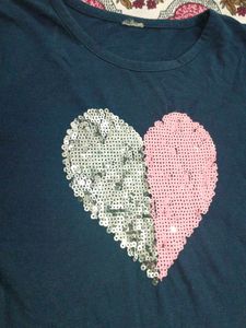 Cute Heart Sequin Tee