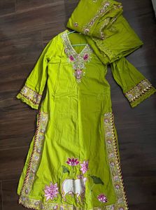 Beautiful Green Kurta Set with Embroidery