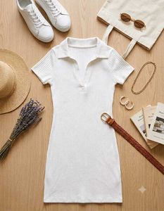 Ribbed Collared bodycon dress