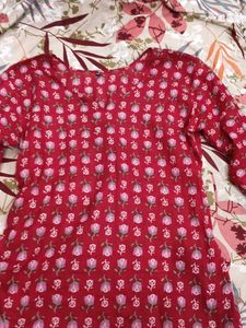 Red Floral Print Kurta