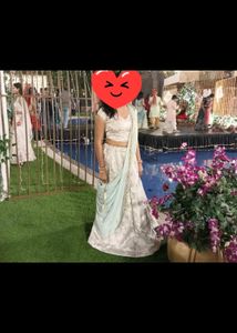Beautifull Lenhga With Crop Blouse And Trendy Dupt