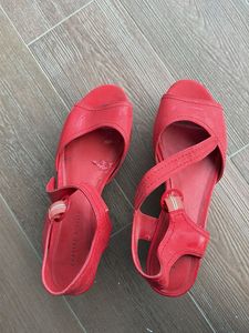 Red Platform Wedge Sandals