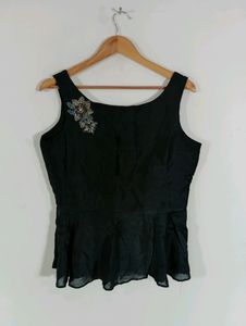 Black Plain Casual Top (Women)