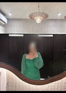 urbanic Emerald Green Ruched Puff Sleeve dress