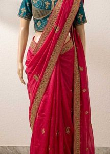 Elegant Pink Embroidered Saree