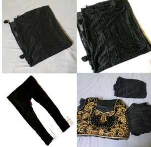 Black Anarkali Dress with Gold Embellishments
