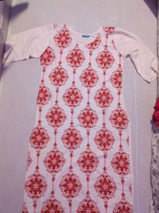 White Floral Pattern Kurti