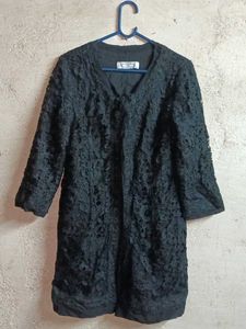 Elegant Black Lace Shrug Long