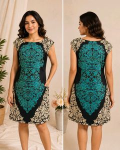 🔥 BUY 1, GET 1 FREE🔥Black & Green Floral Dress