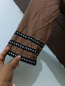 Elegant Brown Kurta with Embellishments