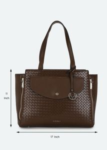 Allen Solly Brown Woven Tote Bag