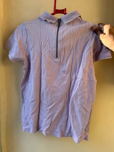 Light Purple Collared Short Sleeve Top