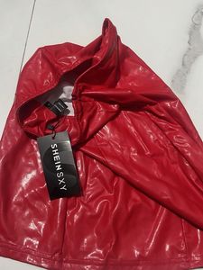 Red Wet Look Mini Dress