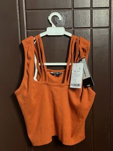 Roadster Orange Sleeveless Crop Top
