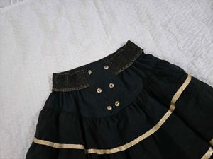 Black Tiered Skirt with Gold Trim waist 30