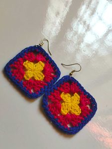 Handmade Crochet Granny Square Earrings