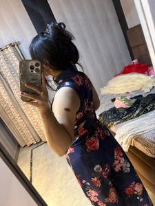 Navy Blue Floral Jumpsuit🦋❤️