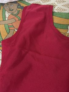 Pink &amp; Red Colorblock Kurta