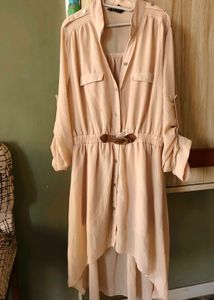 Chic Beige Shirt Dress