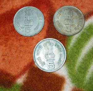 Five Rs Big Indira Gandhi &amp; Jawaharlal Nehru Coin