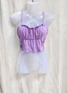 15279. Cute Lavender Ruched Crop Top