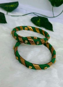 Handcrafted Green Cotton Thread Bangles