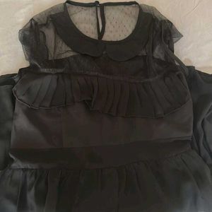ZARA Elegant Black Sheer Layered Dress