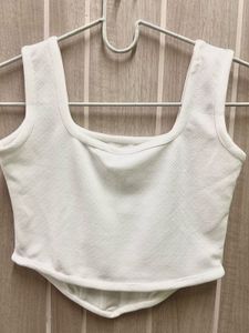 White Corset Style Tank Top