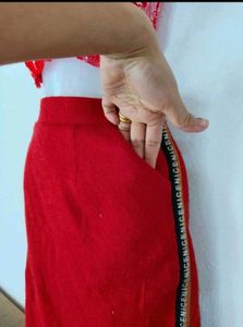 Vibrant Red Ethnic Skirt