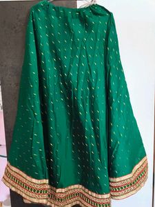 Women's Green Lehenga Choli with Heavy Red Dupatta