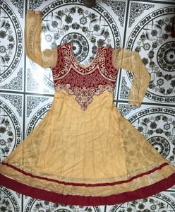 Elegant Beige and Maroon Anarkali Kurta