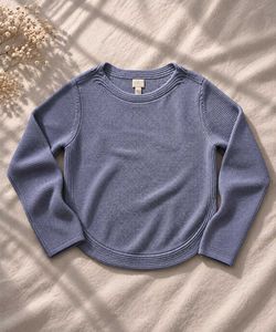 DUSTY LAVENDER TEXTURED KNIT CURVED HEM SWEATER