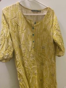 Yellow Printed Kurta