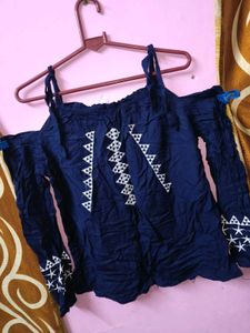 💜199Rs SALE💜Navy Blue Off-Shoulder Top