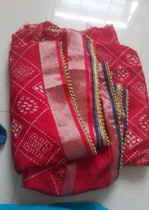 Rose  Diamond Print Fabric with Trim Handmade