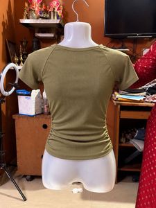 Stylish Ruched Olive Green Top