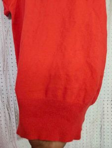 Zara Red Short Sleeve Turtleneck Top