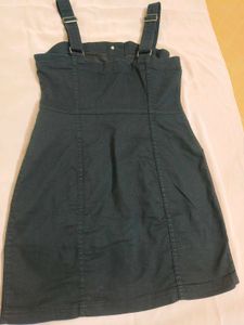 H&amp;M black denim button down mini dress