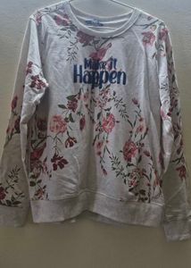 Chic Floral &amp; Botanical Print Crewneck Sweatshirt