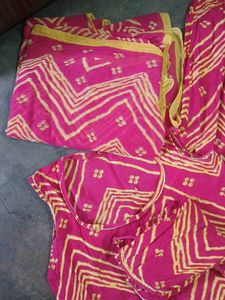 Vibrant Pink Bandhani Kurta Set with Dupatta
