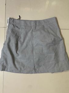 Pleated Grey A-line Skirt