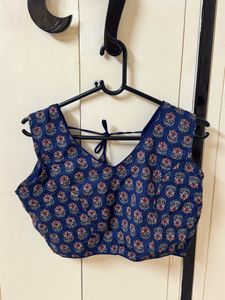 Blue Ajrakh Print Navratri Blouse