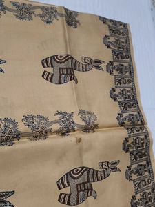Bishnupuri Katan Silk BlockPrint Traditional Saree