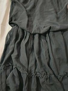 Black Sleeveless Chiffon Dress with Ruffle Hem